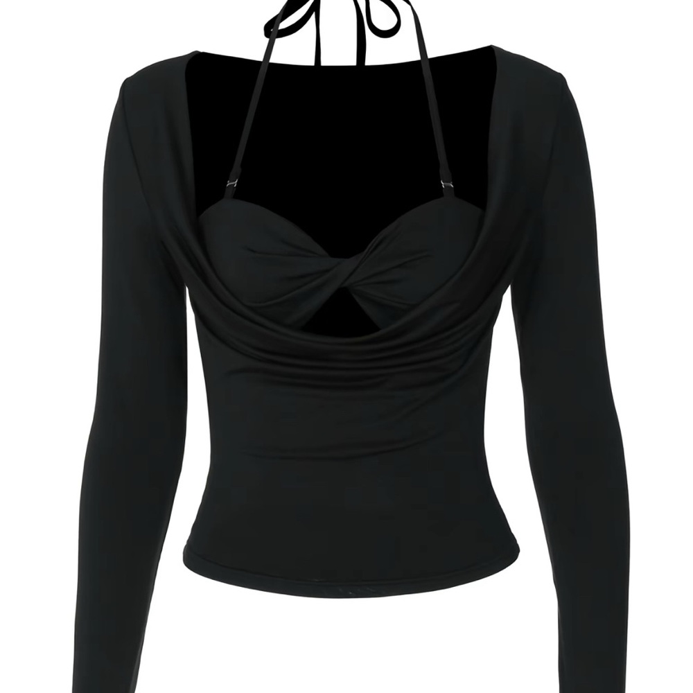 Chic Black Long Sleeve Women's Top